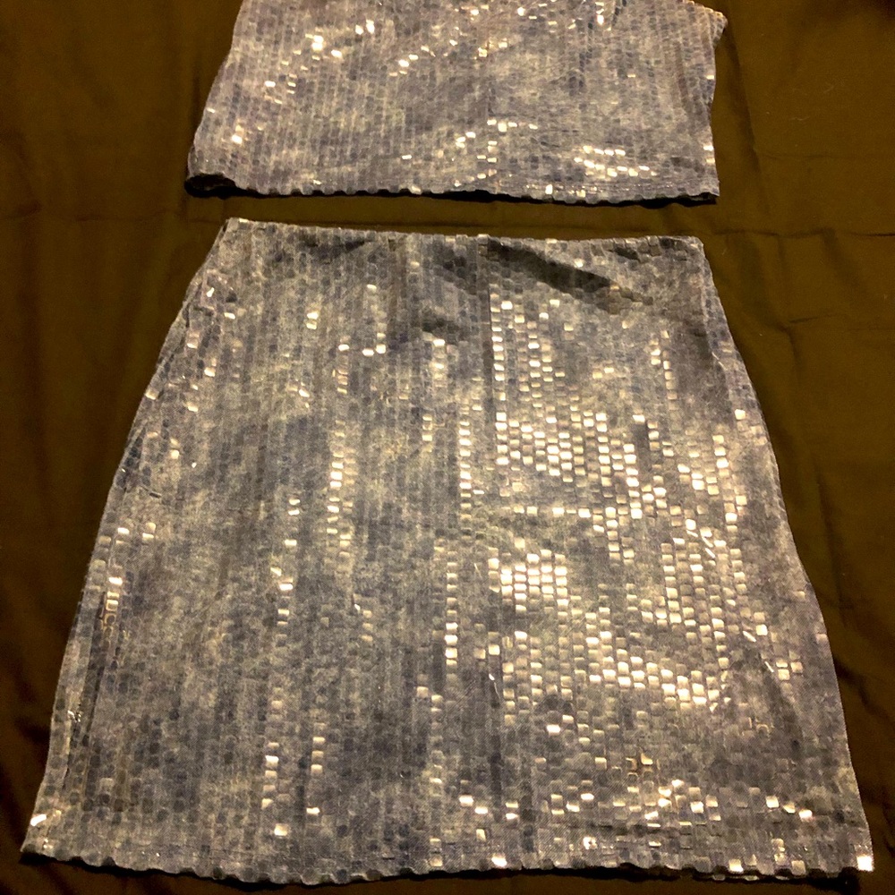two-piece sequence spaghetti strap outfit